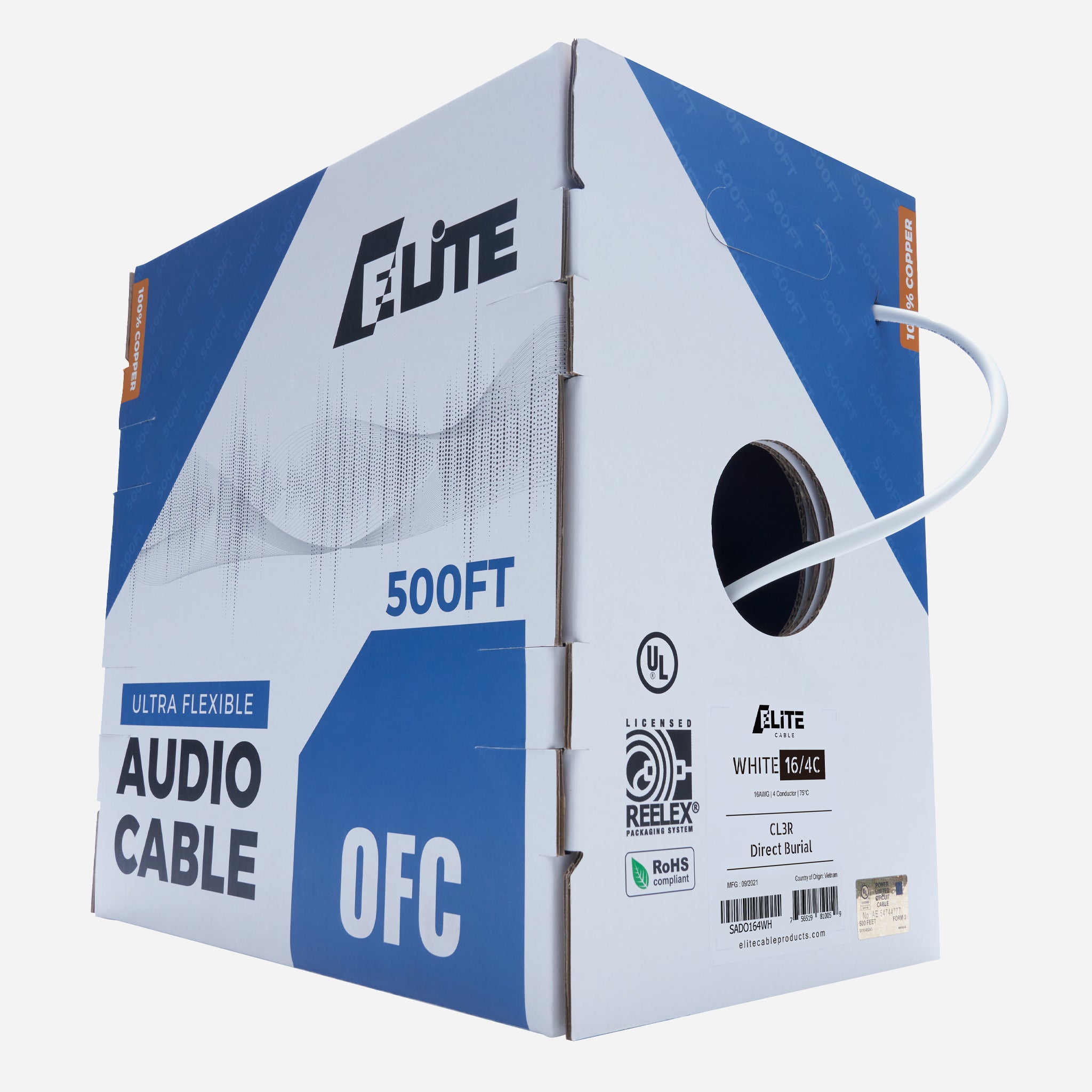 16 4 Speaker Wire 500ft White Elite Cable 16-4-speaker-wire-500ft-white-elite-cable