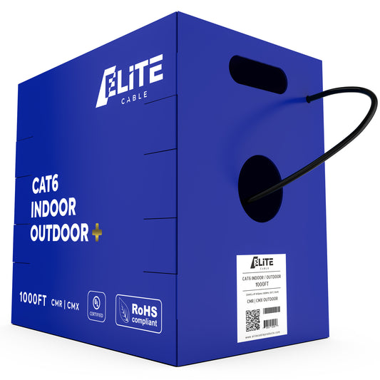 Cat6 Indoor Outdoor Cable 1000ft Black