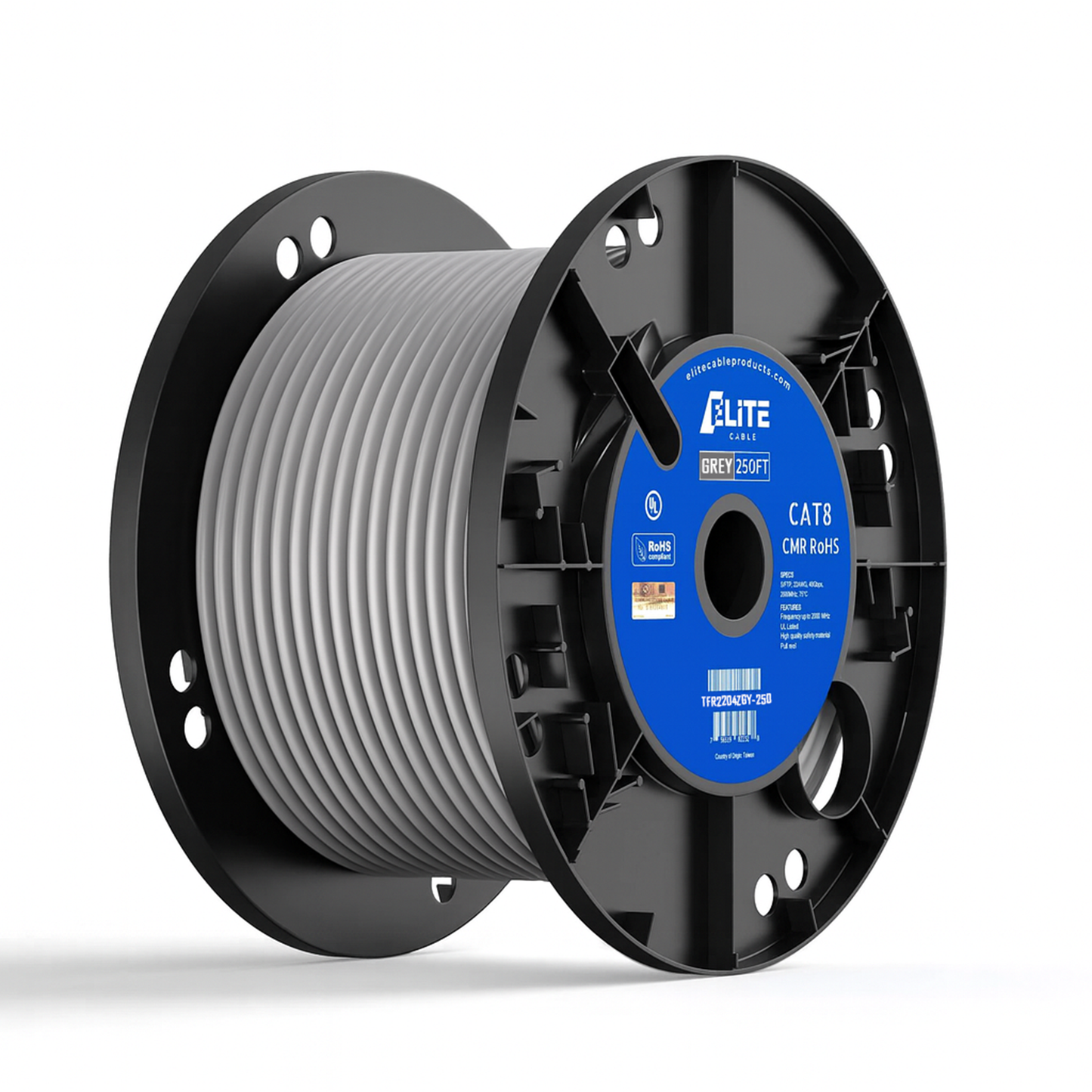 Cat8 Riser Cable 250ft Gray