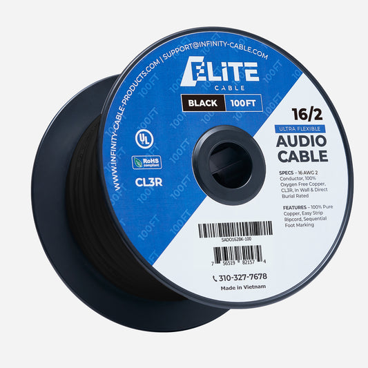 16/2 Speaker Wire 100ft Black